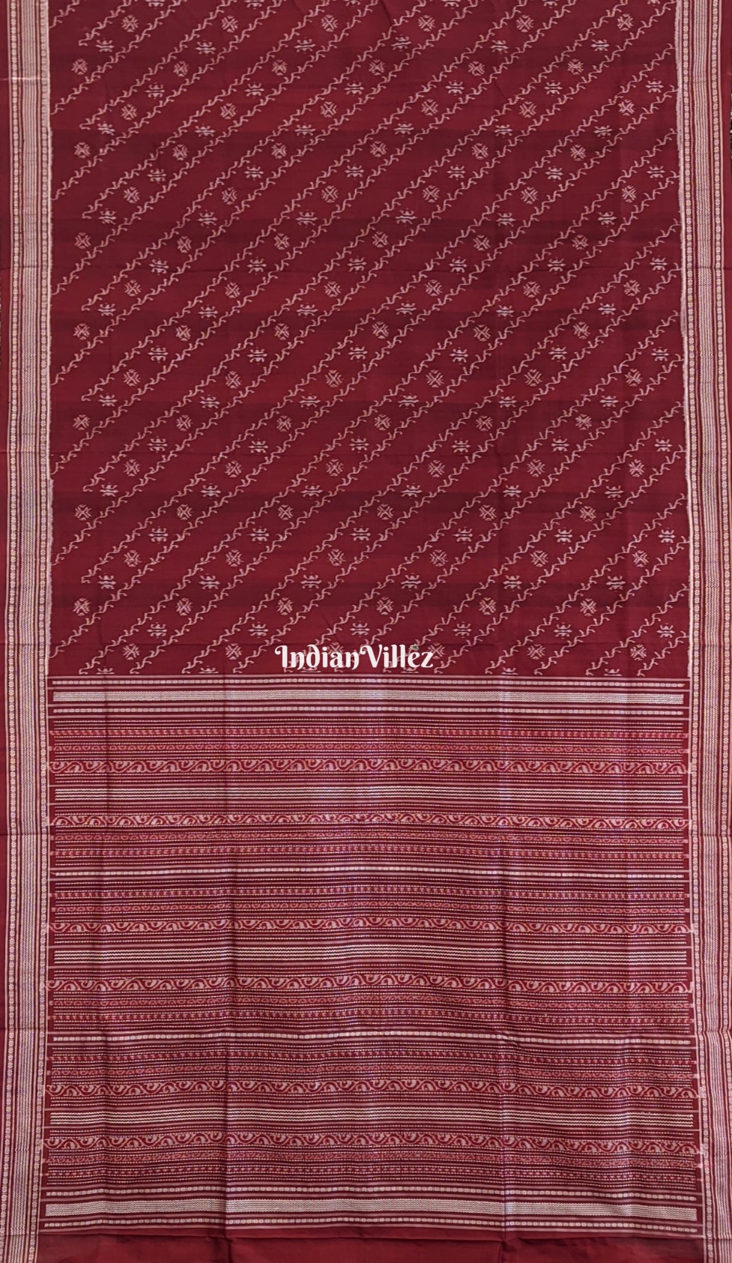 Maroon Creeper Design Natural Dyed Sambalpuri Silk Saree