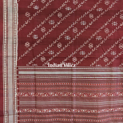 Maroon Creeper Design Natural Dyed Sambalpuri Silk Saree