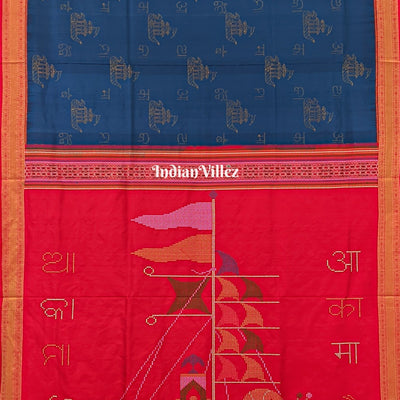 Blue Boita Odisha handloom Sambalpuri Ikat Silk saree