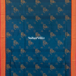 Blue Boita Odisha handloom Sambalpuri Ikat Silk saree