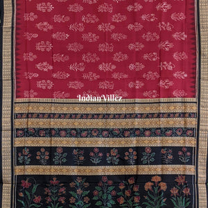 National Award Winning Maroon Sambalpuri Natural Dyed Silk Saree