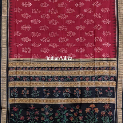 National Award Winning Maroon Sambalpuri Natural Dyed Silk Saree