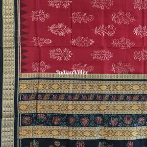 National Award Winning Maroon Sambalpuri Natural Dyed Silk Saree