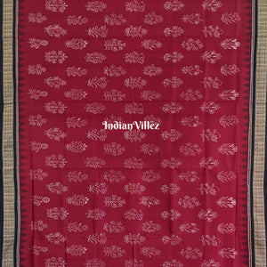 National Award Winning Maroon Sambalpuri Natural Dyed Silk Saree