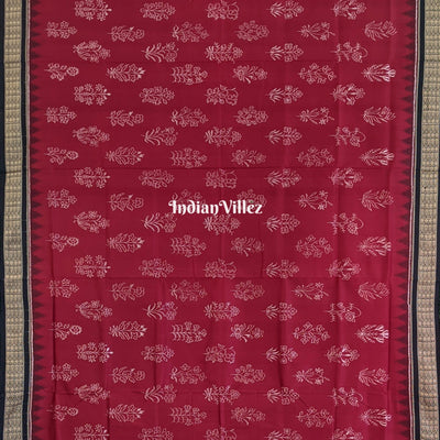 National Award Winning Maroon Sambalpuri Natural Dyed Silk Saree