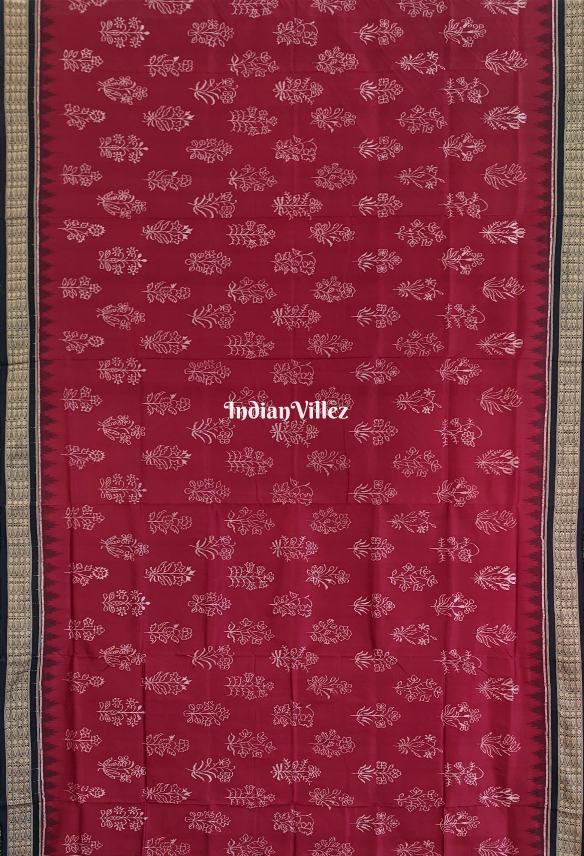 National Award Winning Maroon Sambalpuri Natural Dyed Silk Saree