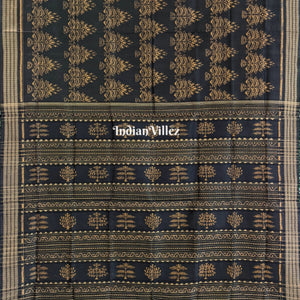 Black Odisha Handloom Sambalpuri Ikat Natural Dyed Silk Saree