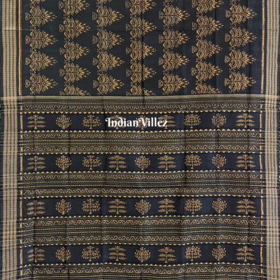 Black Odisha Handloom Sambalpuri Ikat Natural Dyed Silk Saree