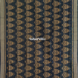 Black Odisha Handloom Sambalpuri Ikat Natural Dyed Silk Saree