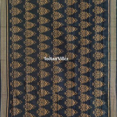 Black Odisha Handloom Sambalpuri Ikat Natural Dyed Silk Saree