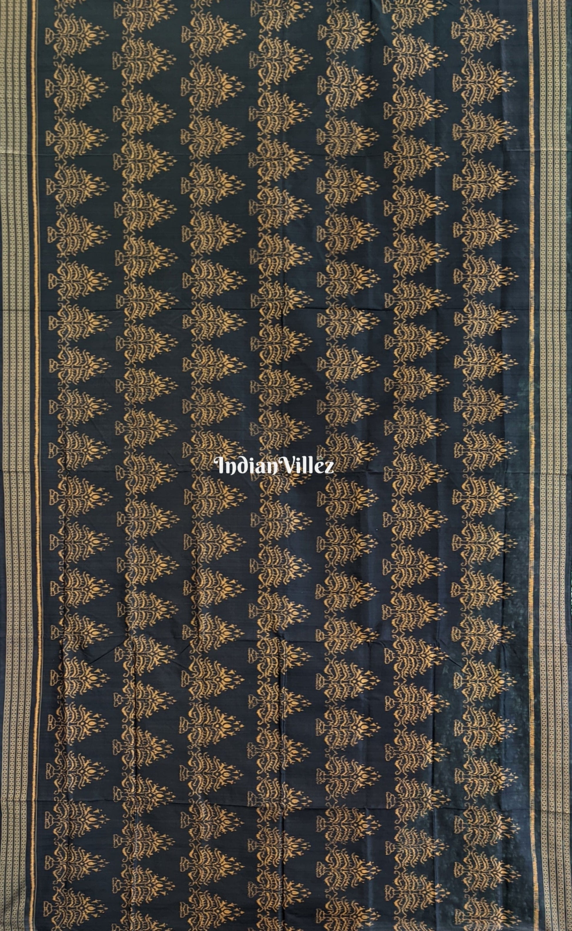 Black Odisha Handloom Sambalpuri Ikat Natural Dyed Silk Saree