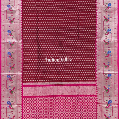 Maroon & Pink Venkatagiri Silk Saree