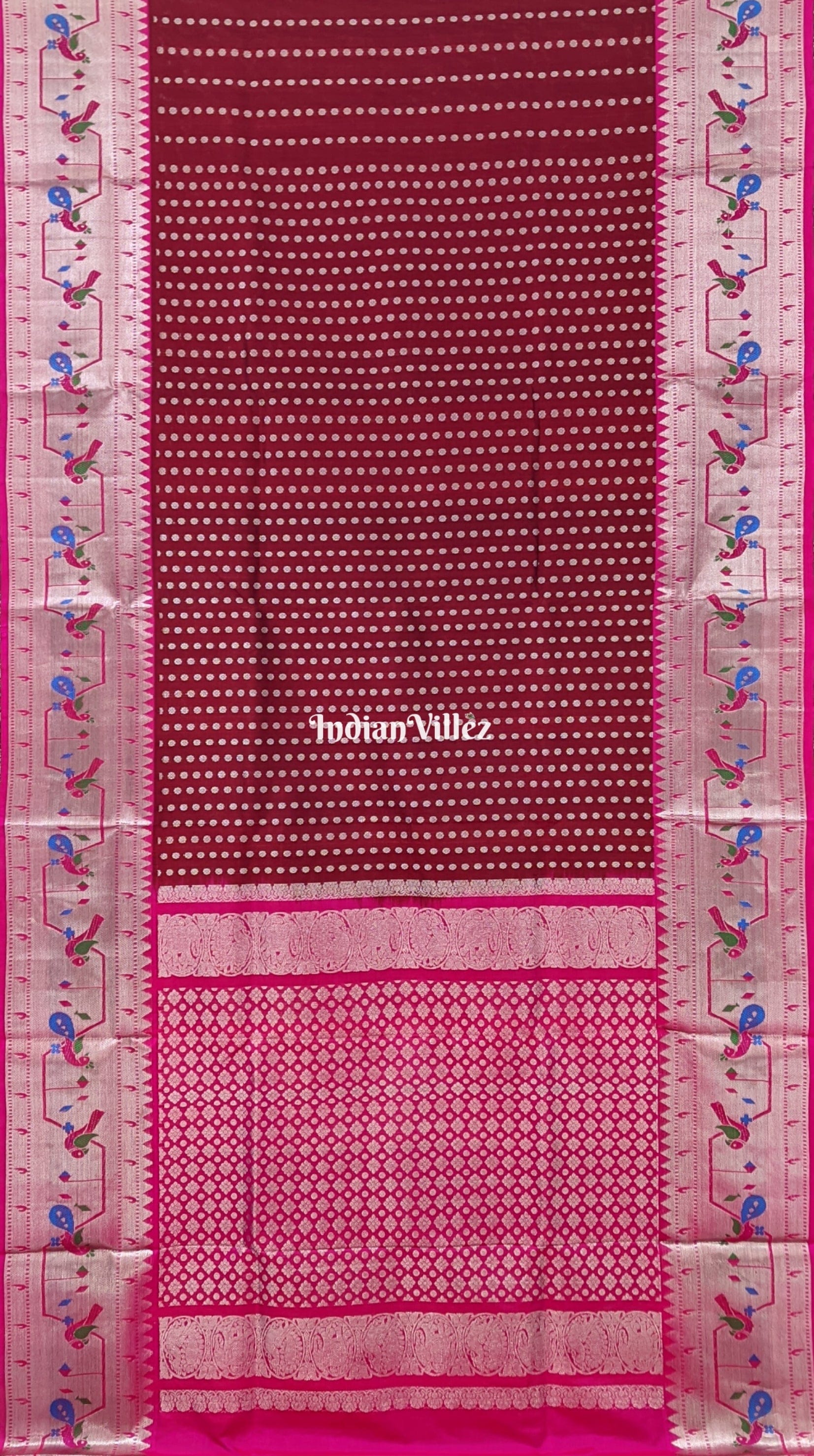 Maroon & Pink Venkatagiri Silk Saree
