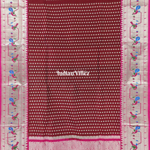 Maroon & Pink Venkatagiri Silk Saree