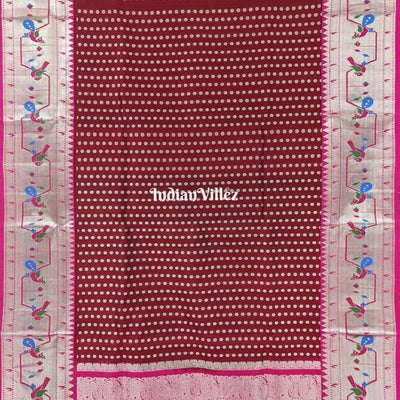 Maroon & Pink Venkatagiri Silk Saree