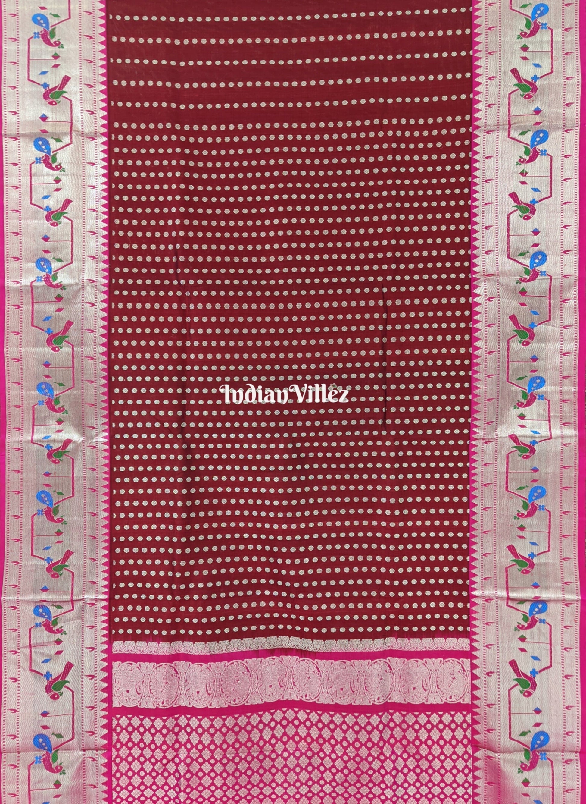 Maroon & Pink Venkatagiri Silk Saree