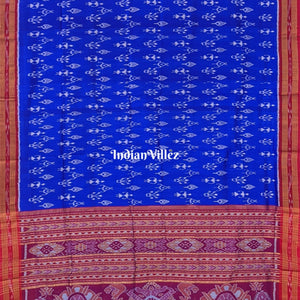 Blue Tribal Themed Odisha Handloom Khandua Silk Saree