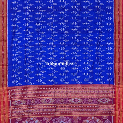 Blue Tribal Themed Odisha Handloom Khandua Silk Saree