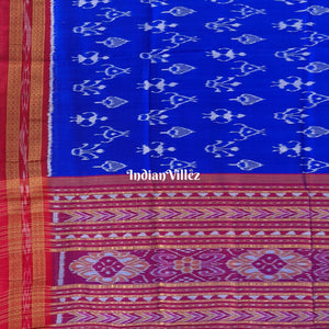 Blue Tribal Themed Odisha Handloom Khandua Silk Saree