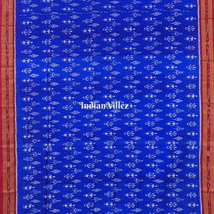 Blue Tribal Themed Odisha Handloom Khandua Silk Saree