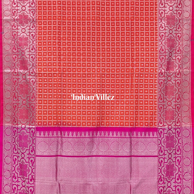Orange Venkatagiri Silk Saree