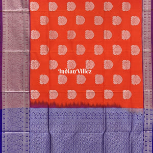 Scarlet Orange South Handloom Venkatagiri Silk Saree