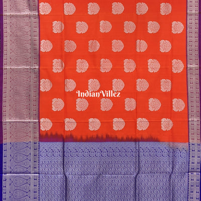 Scarlet Orange South Handloom Venkatagiri Silk Saree