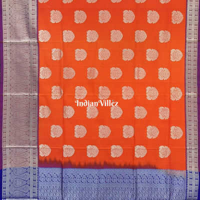 Scarlet Orange South Handloom Venkatagiri Silk Saree