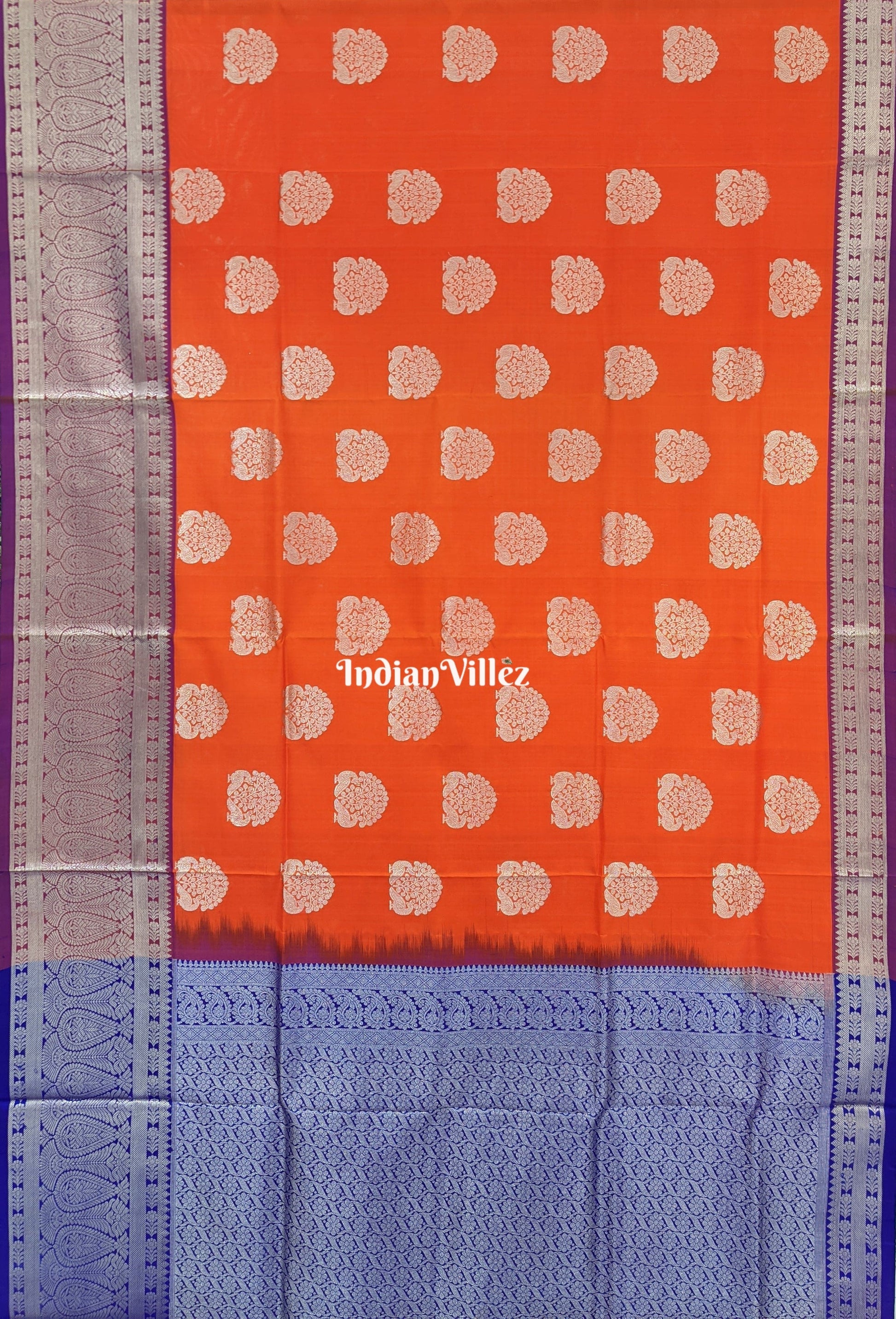 Scarlet Orange South Handloom Venkatagiri Silk Saree