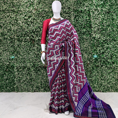 Wave Design with Unique Border and Pallu Dongria Silk Saree