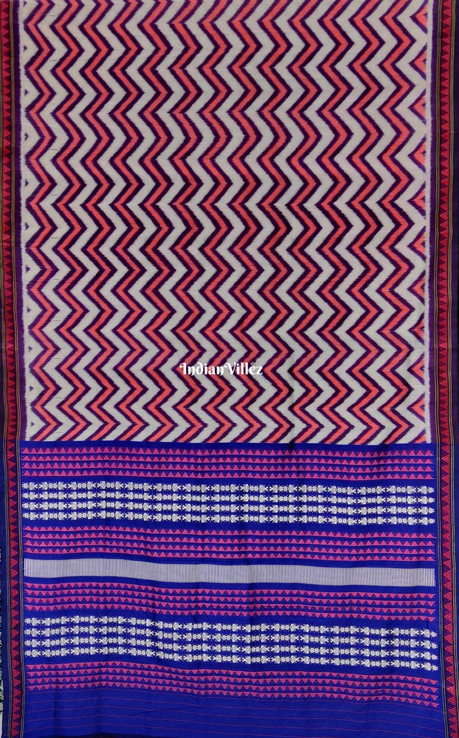 Wave Design with Unique Border and Pallu Dongria Silk Saree