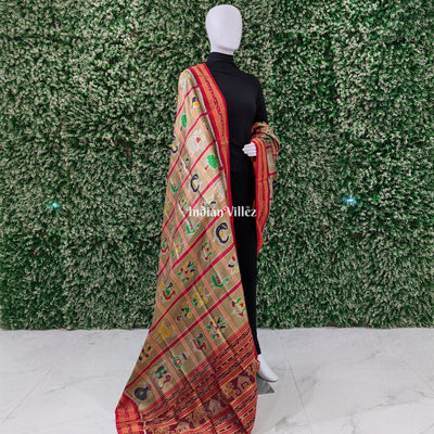Beige Nabakothi Odisha Handloom Silk Dupatta