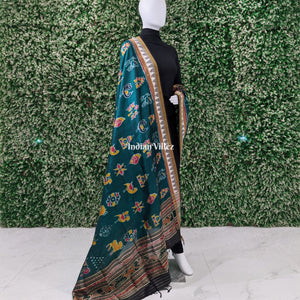 Azure Blue Nabarangi Nabakothi Odisha Handloom Silk Dupatta