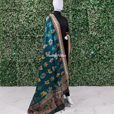 Azure Blue Nabarangi Nabakothi Odisha Handloom Silk Dupatta