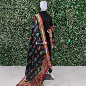 Black Nabakothi Nabarangi Odisha Handloom Silk Dupatta