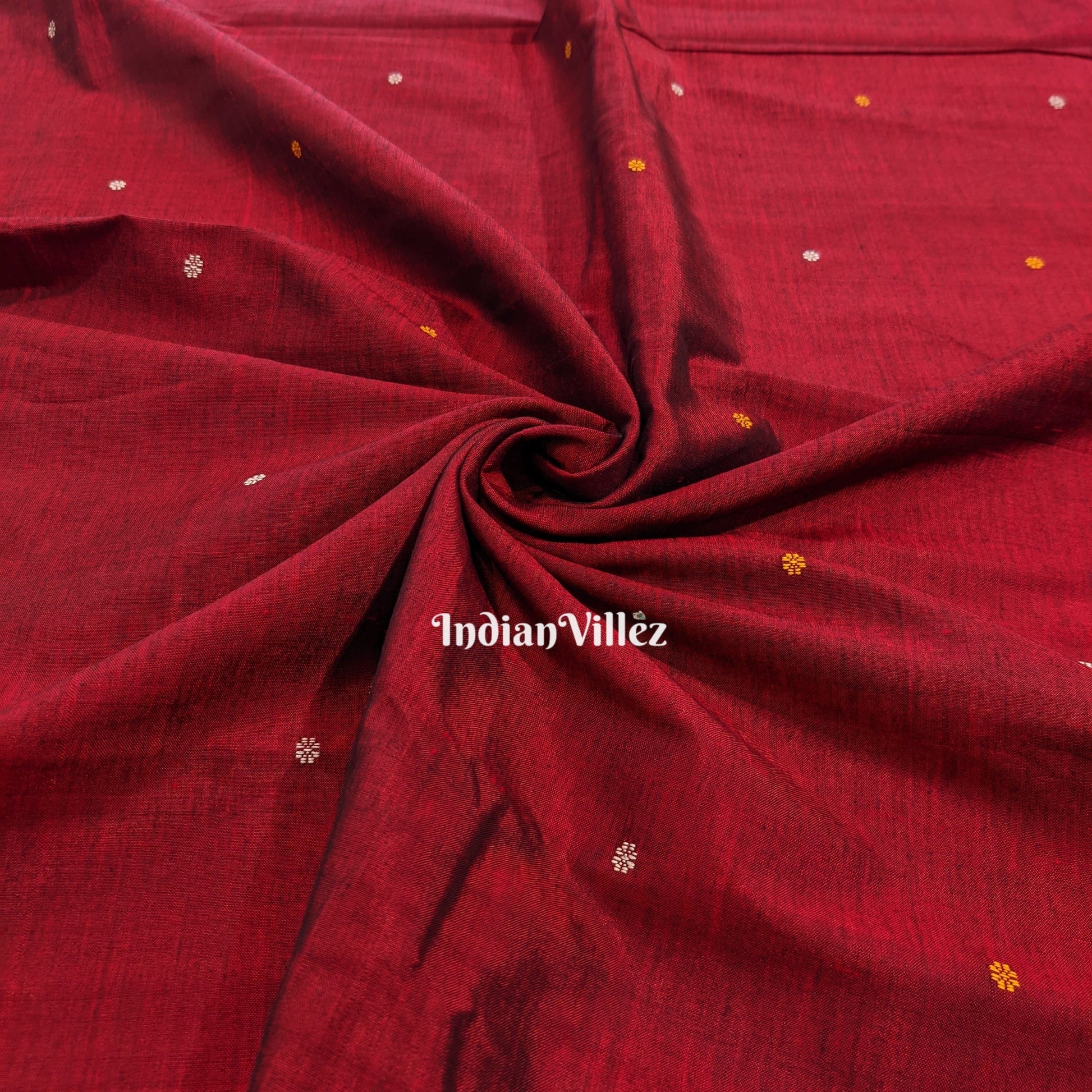 Maroon Odisha Handloom Bomkai Ikat Silk Cotton Fabric