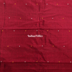 Maroon Odisha Handloom Bomkai Ikat Silk Cotton Fabric
