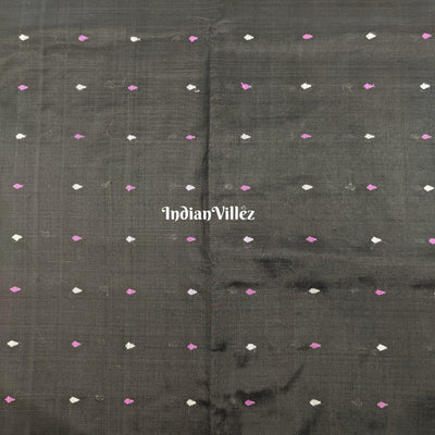 Black Bomkai Sambalpuri Ikat Silk*Cotton Fabric