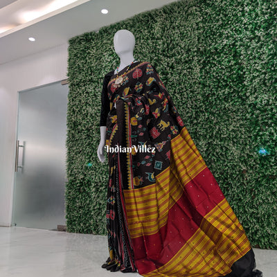 Black Nabakothi Designer Khandua Silk Saree