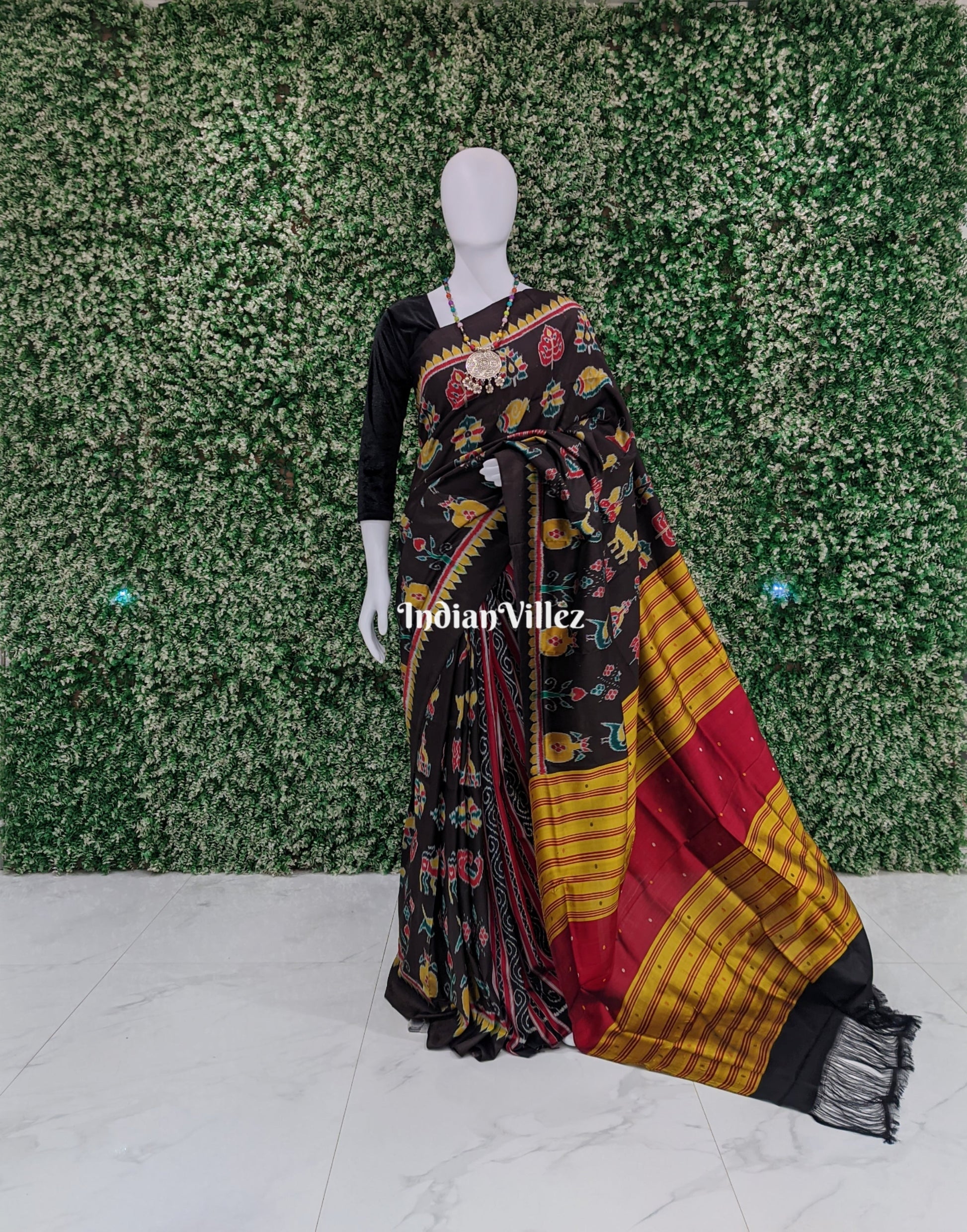 Black Nabakothi Designer Khandua Silk Saree