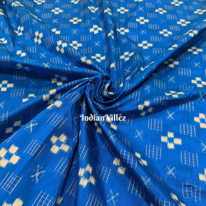 Blue Odisha Handloom Pasapali Theme Sambalpuri Silk Fabric
