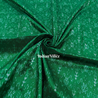 Green Tribal Theme Odisha Ikat Sambalpuri Silk Fabric