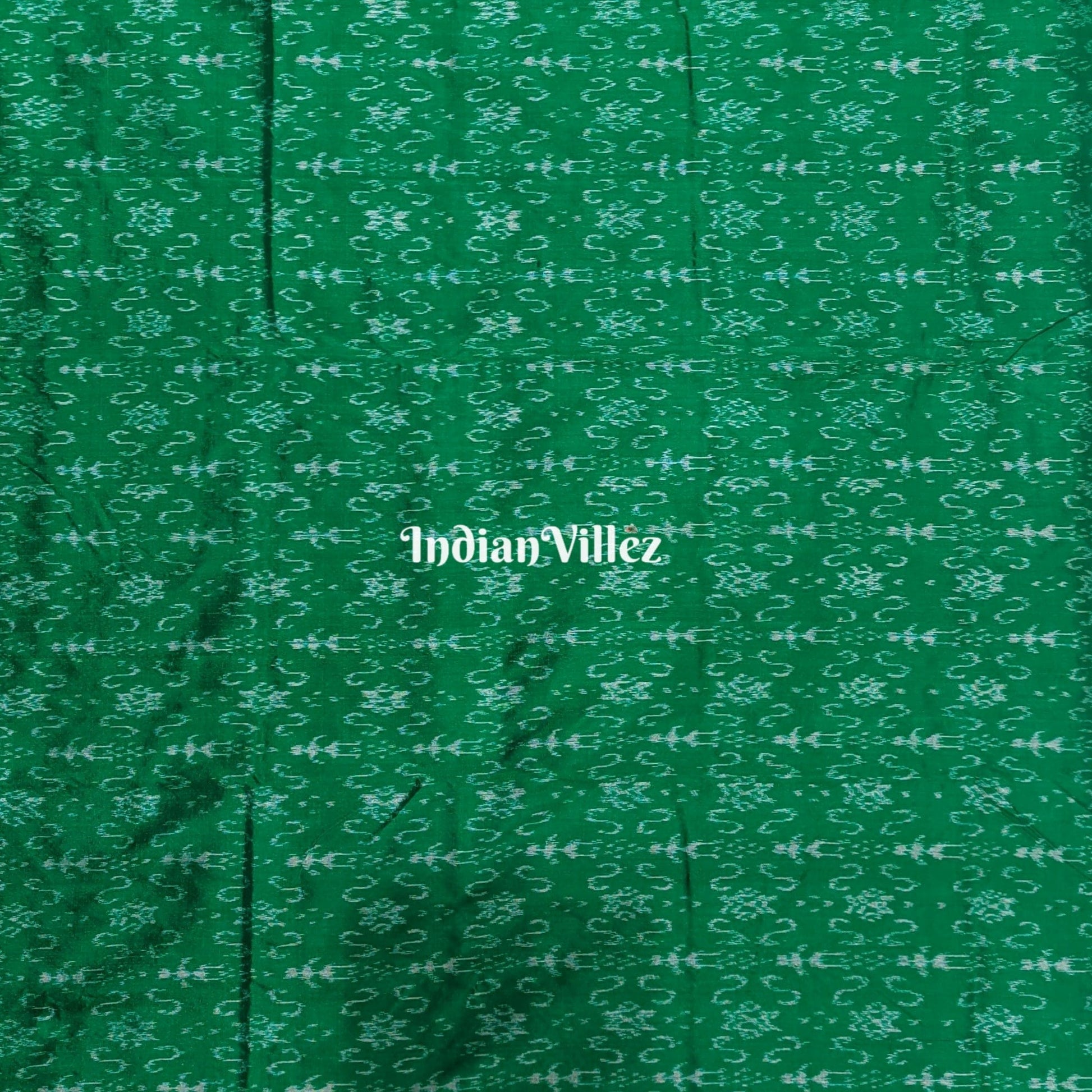 Green Tribal Theme Odisha Ikat Sambalpuri Silk Fabric