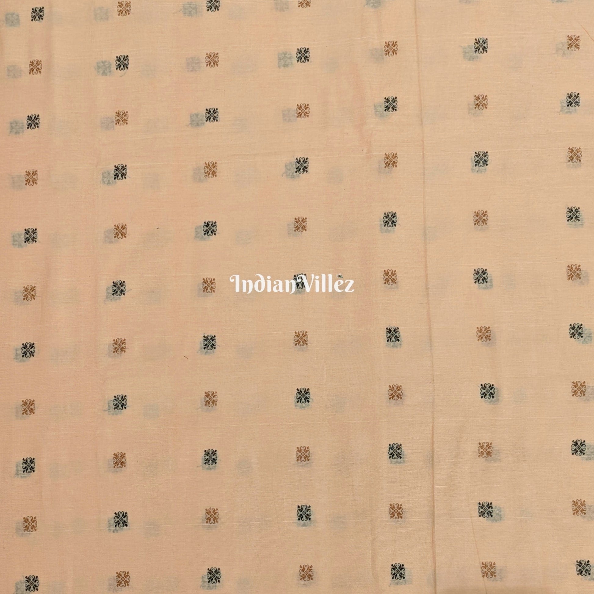 Light Peach Odisha Handloom Bomkai Cotton Fabric