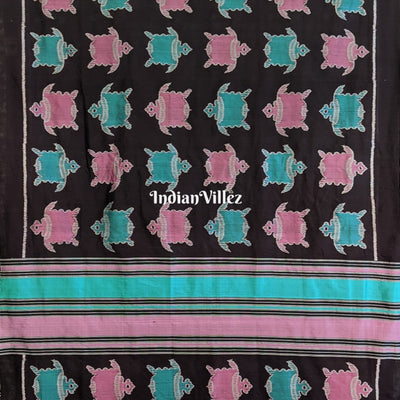 Black Tortoise Theme Odisha Handloom Contemporary Silk Saree