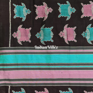 Black Tortoise Theme Odisha Handloom Contemporary Silk Saree