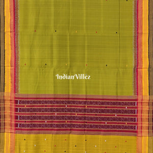 Mehndi Green Kathiphera Ikat Odisha Handloom Khandua Silk Saree