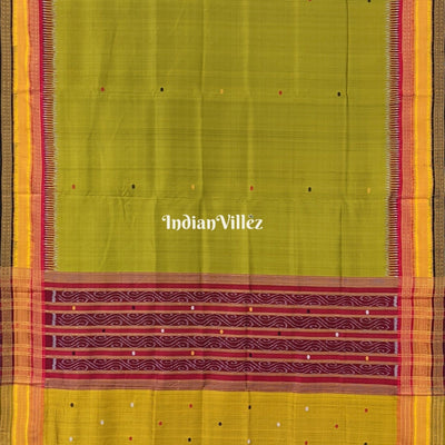 Mehndi Green Kathiphera Ikat Odisha Handloom Khandua Silk Saree