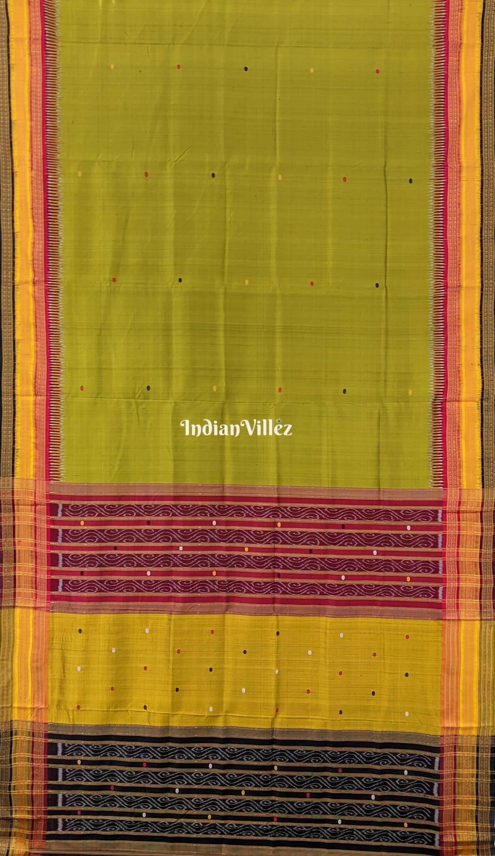 Mehndi Green Kathiphera Ikat Odisha Handloom Khandua Silk Saree