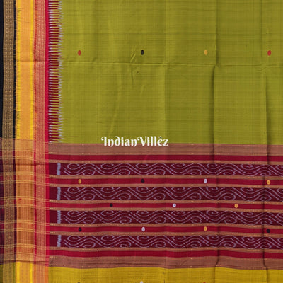 Mehndi Green Kathiphera Ikat Odisha Handloom Khandua Silk Saree